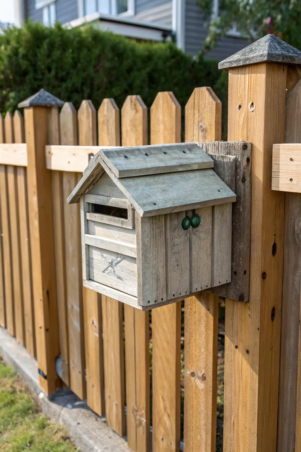 An eco-friendly mailbox made from recycled materials.