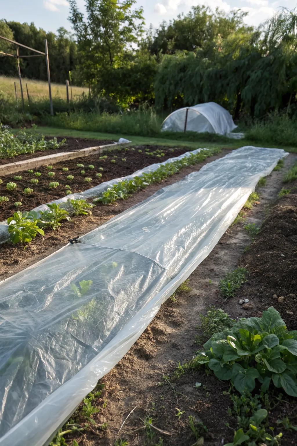 Solarizing uses the sun's heat to naturally eliminate weeds.