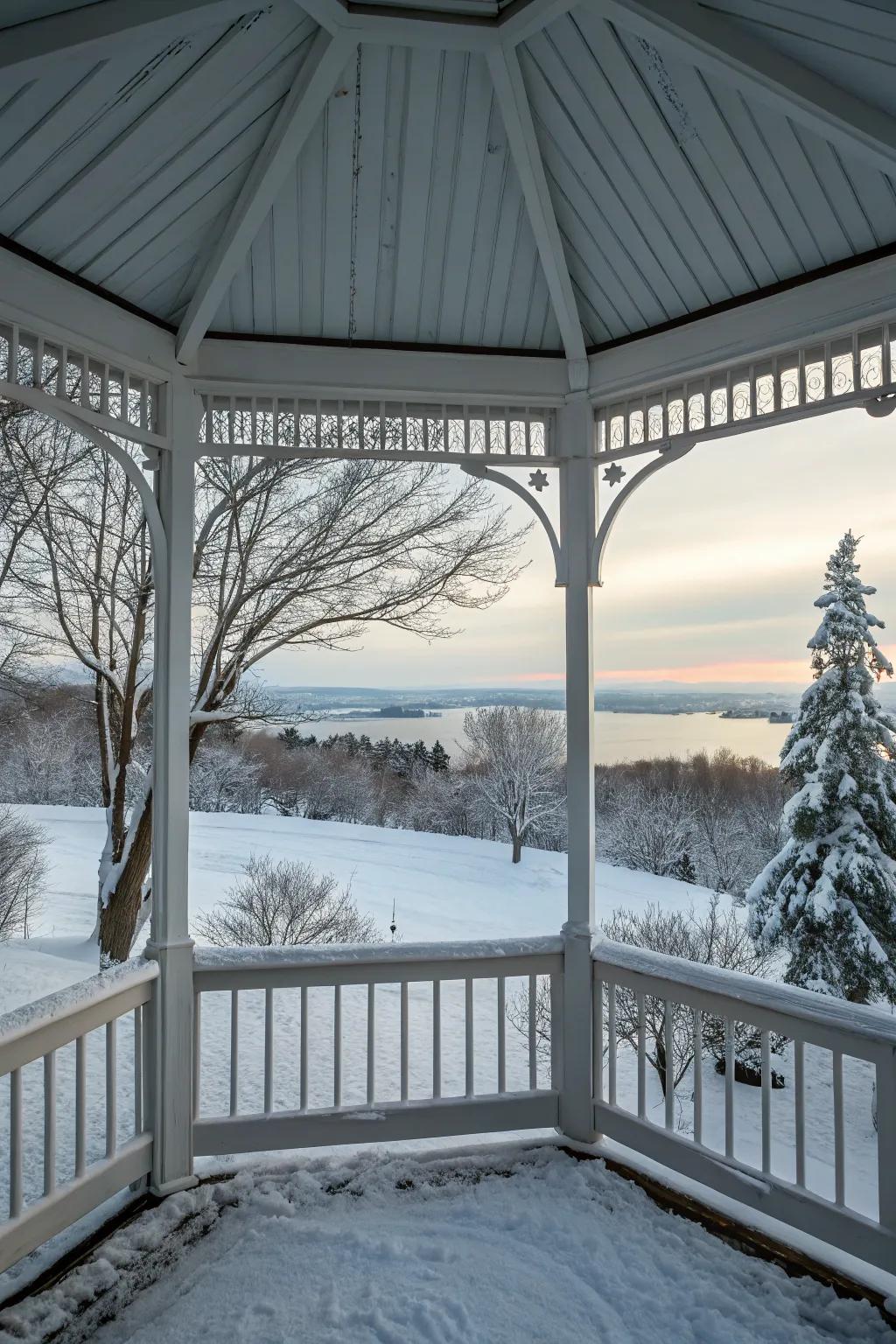 Strategic positioning offers stunning views of the winter wonderland.