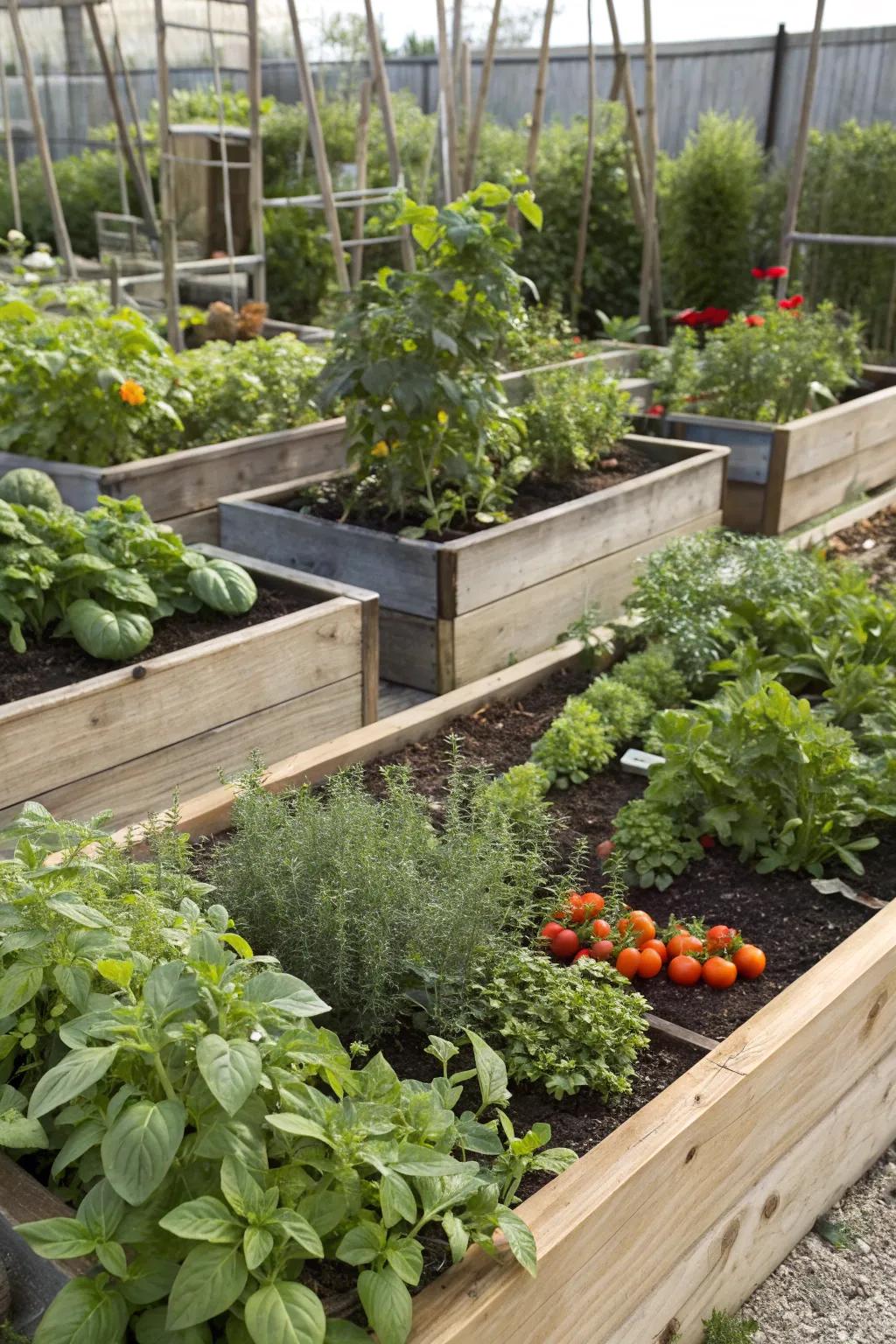 Raised garden beds make vegetable gardening easier and more productive.