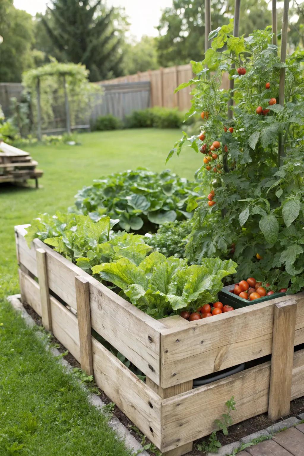 Grow your veggies with ease in a pallet raised bed.