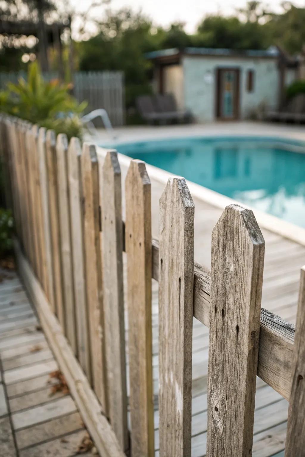 Weathered wood provides a timeless and vintage charm.