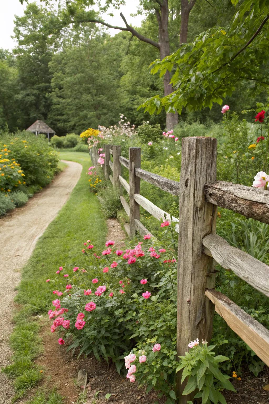 Reclaimed wood offers a sustainable and charming fence option.
