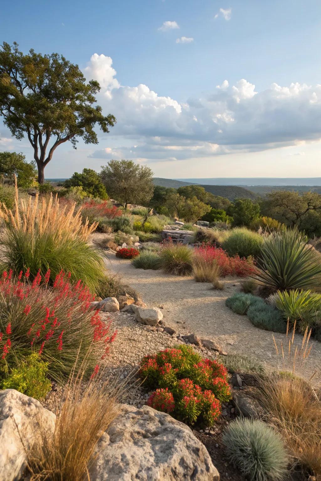 Natural aesthetics create a harmonious and peaceful garden.