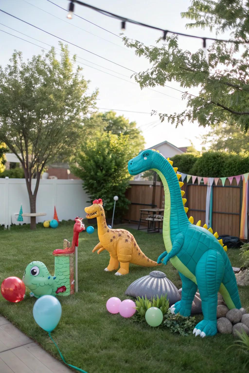 Roar into fun with a dinosaur-themed yard.