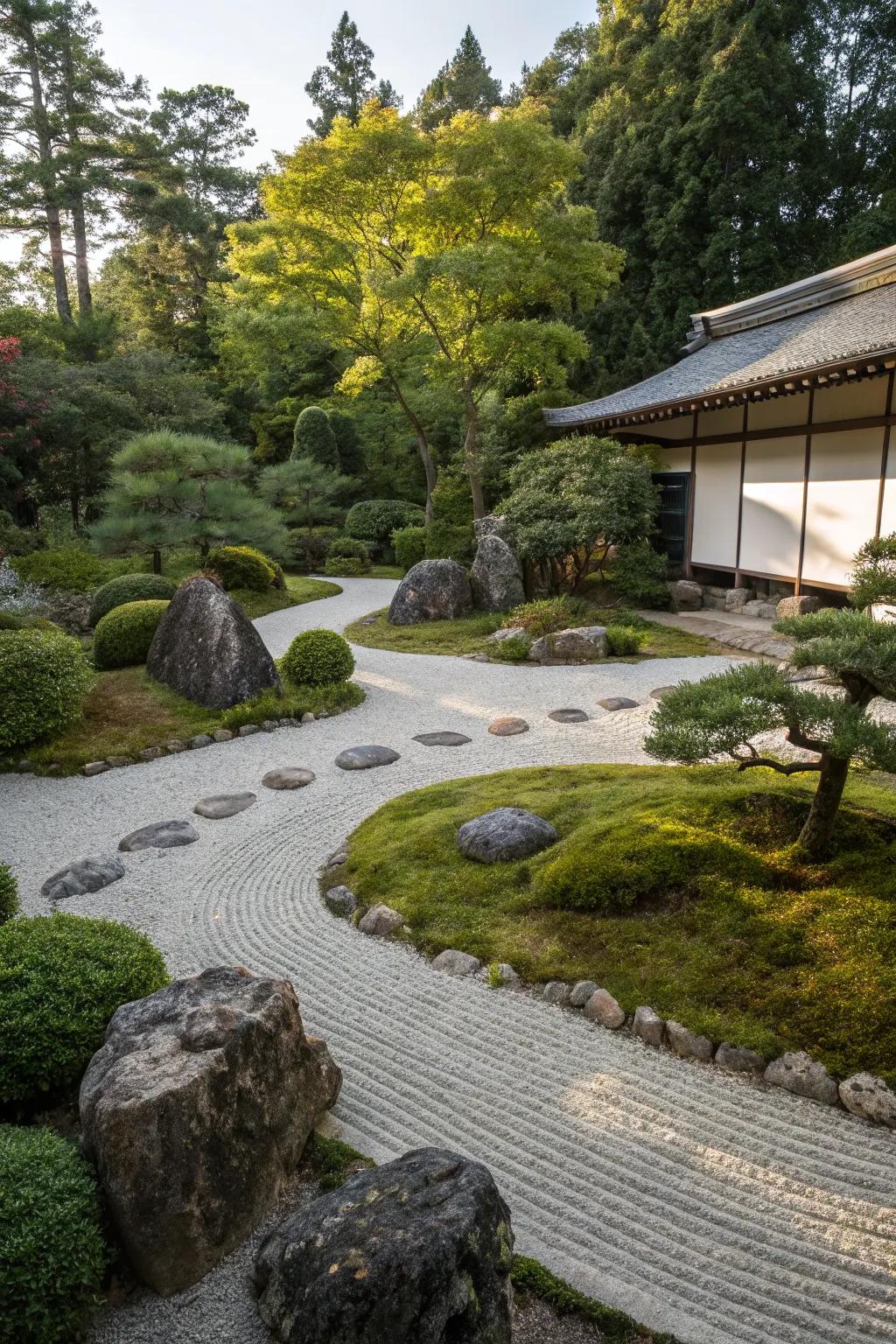 Asymmetrical balance creates a harmonious and natural look.