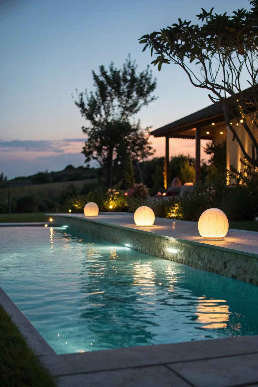Illuminate your evenings with ambient pool lighting.