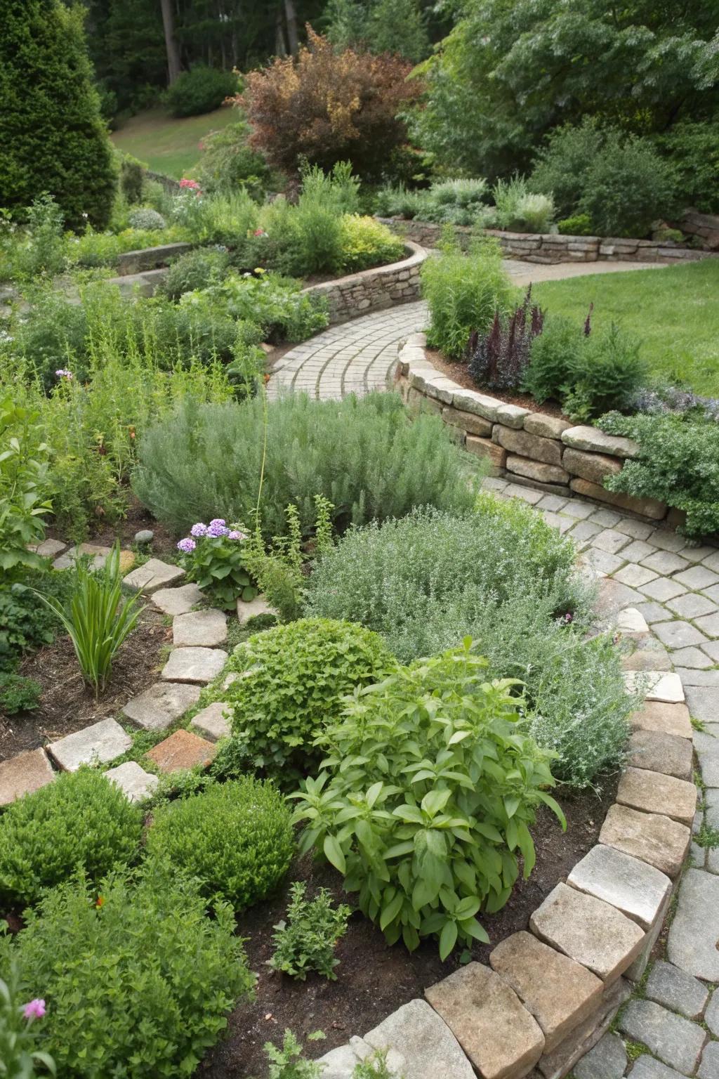 Herb gardens offer fresh flavors and delightful scents.