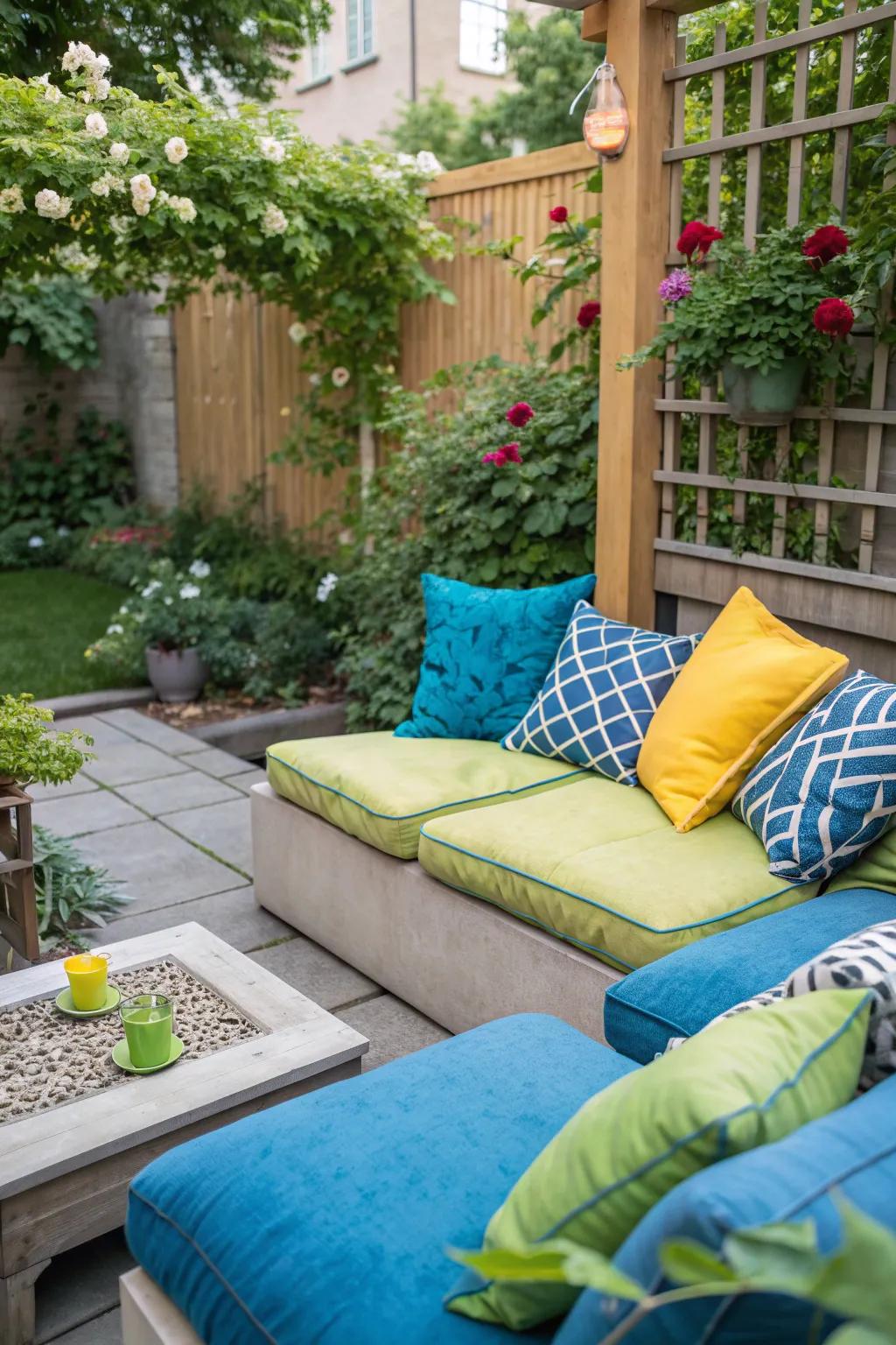 Colorful pillows add comfort and a splash of color.