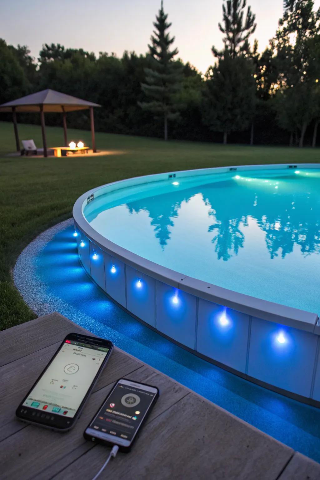 Smart pool lighting offers convenience and versatility.