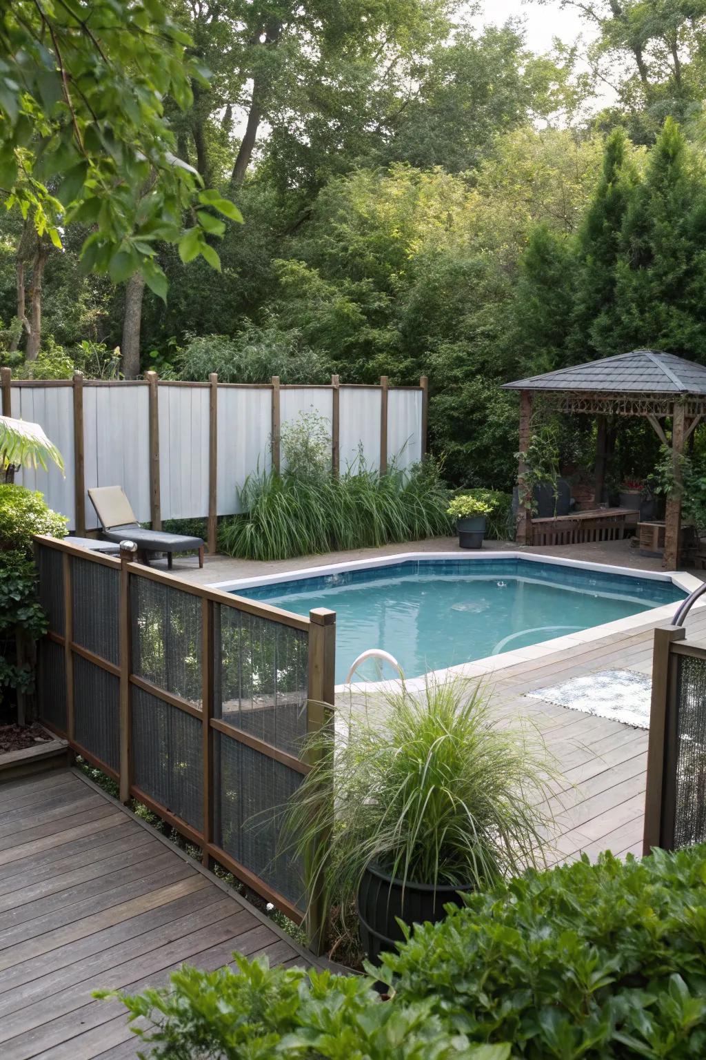 Ensure privacy with screens or fences around your pool deck.