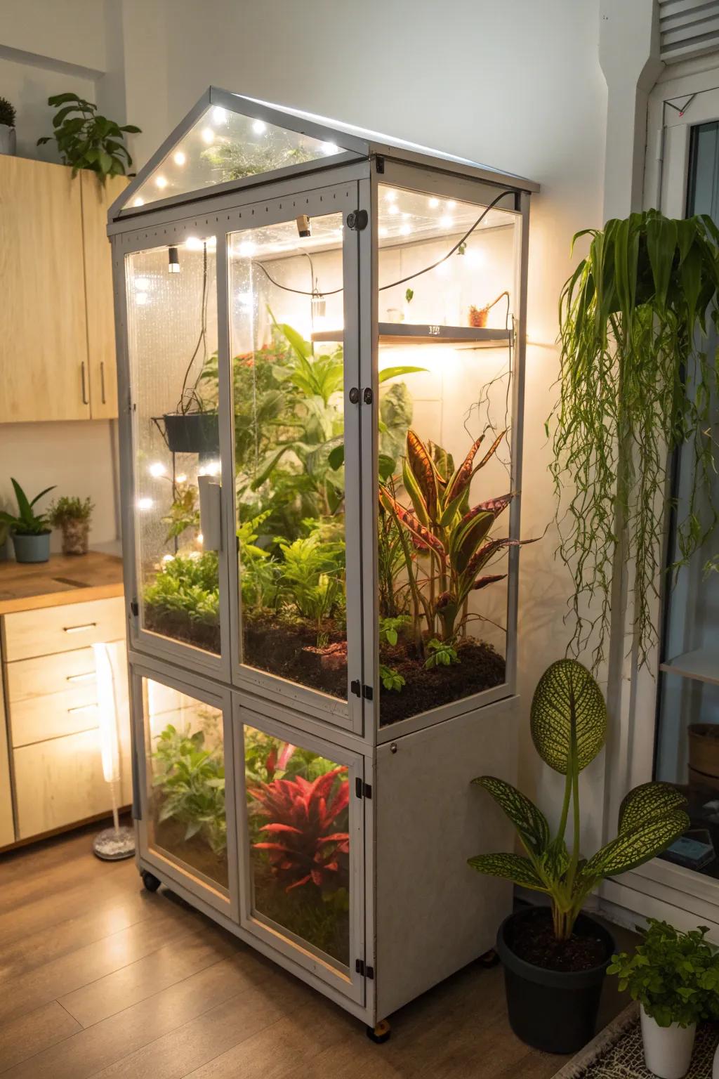 Create your own mini greenhouse for thriving tropical plants.