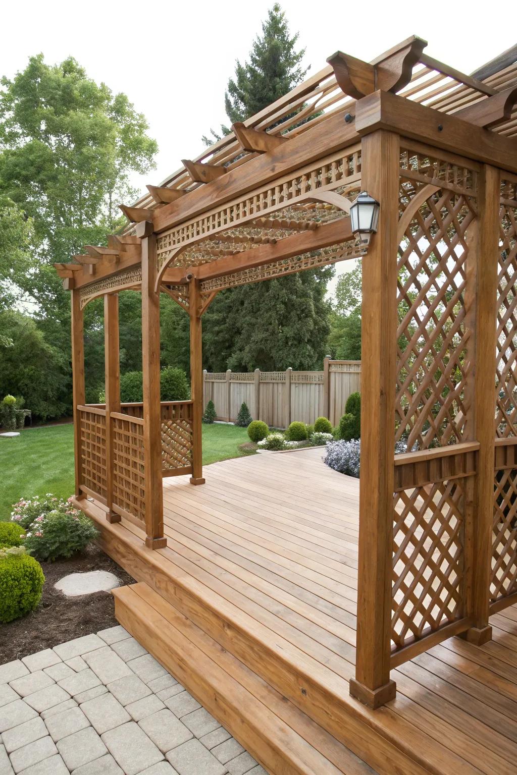 Privacy meets style with lattice panels.