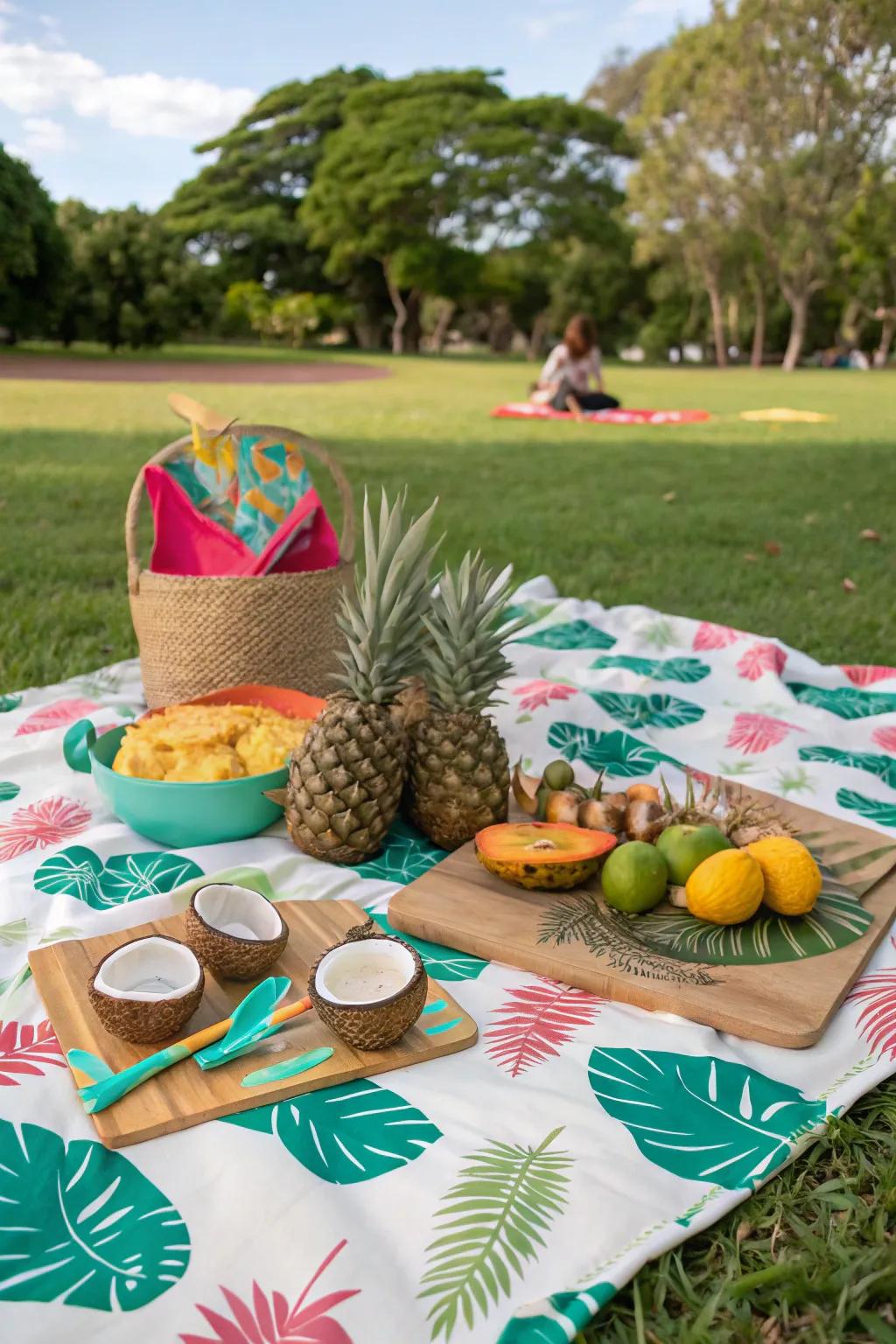 A themed decor setup adds personality to your picnic.