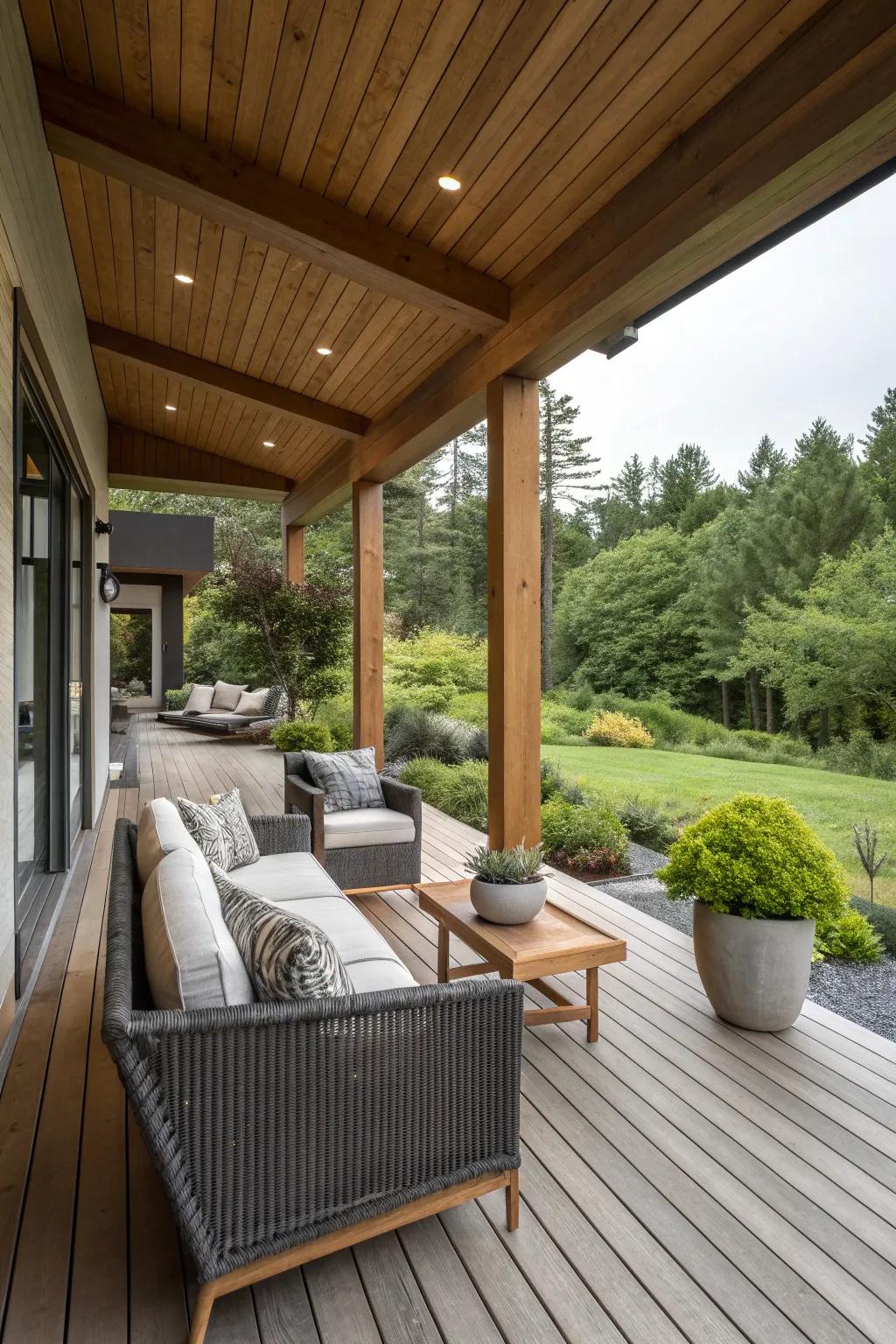 Combine modern and rustic elements for a unique deck style.
