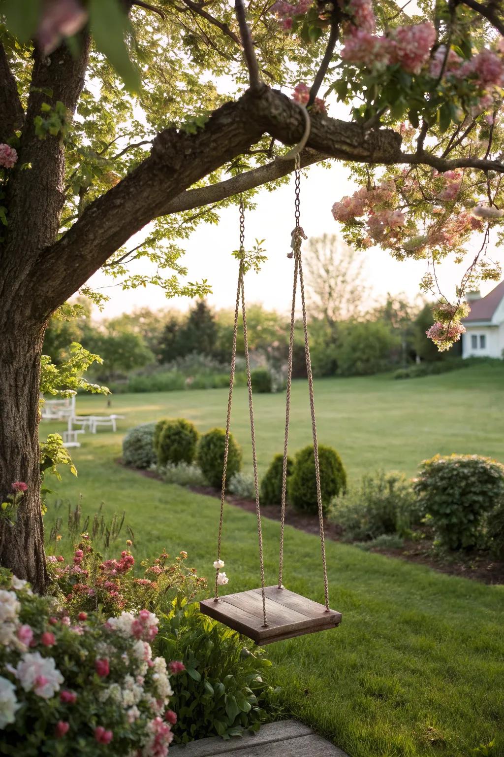 Create a relaxing nook with a backyard swing.