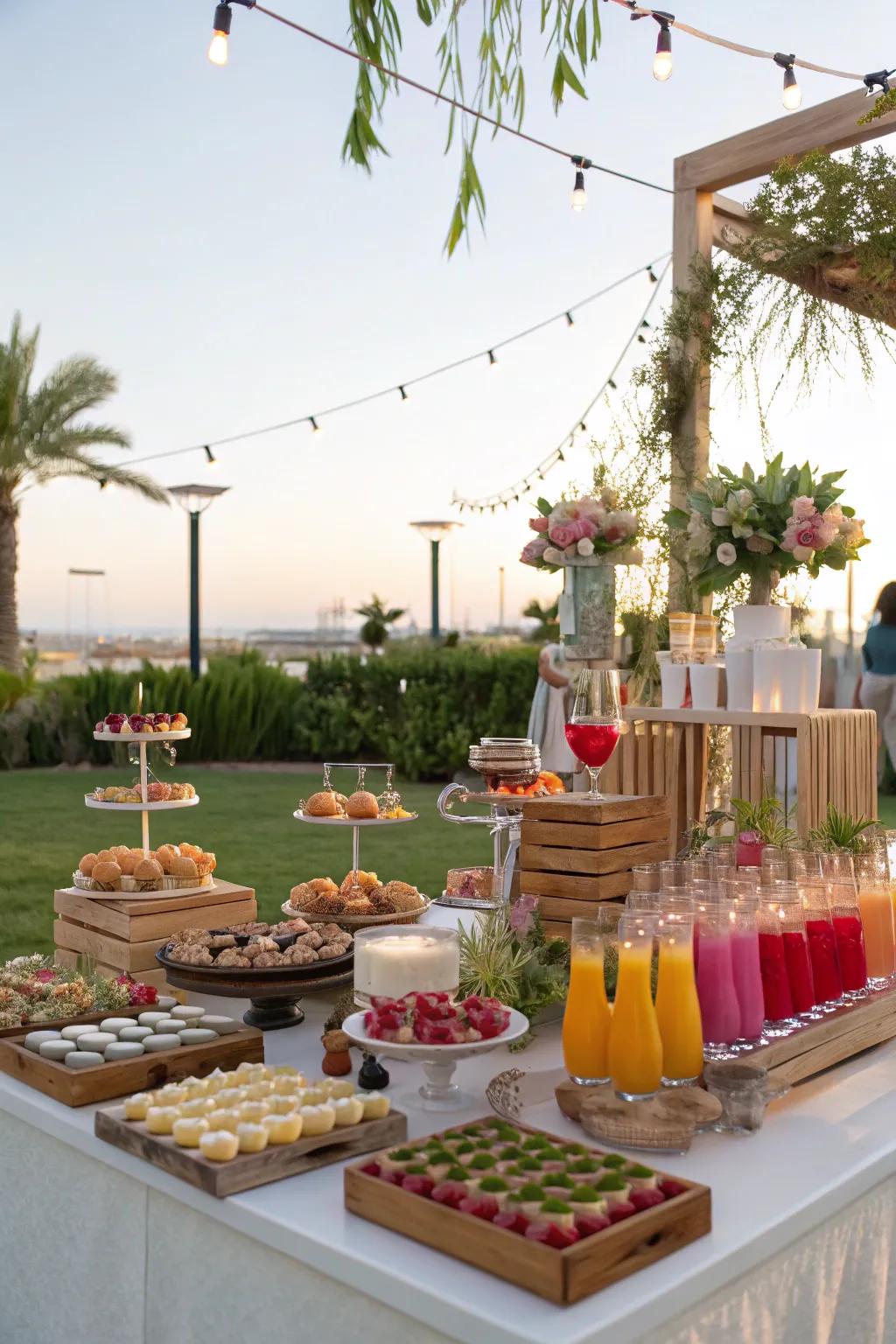 A drink and dessert bar keeps guests refreshed and happy.