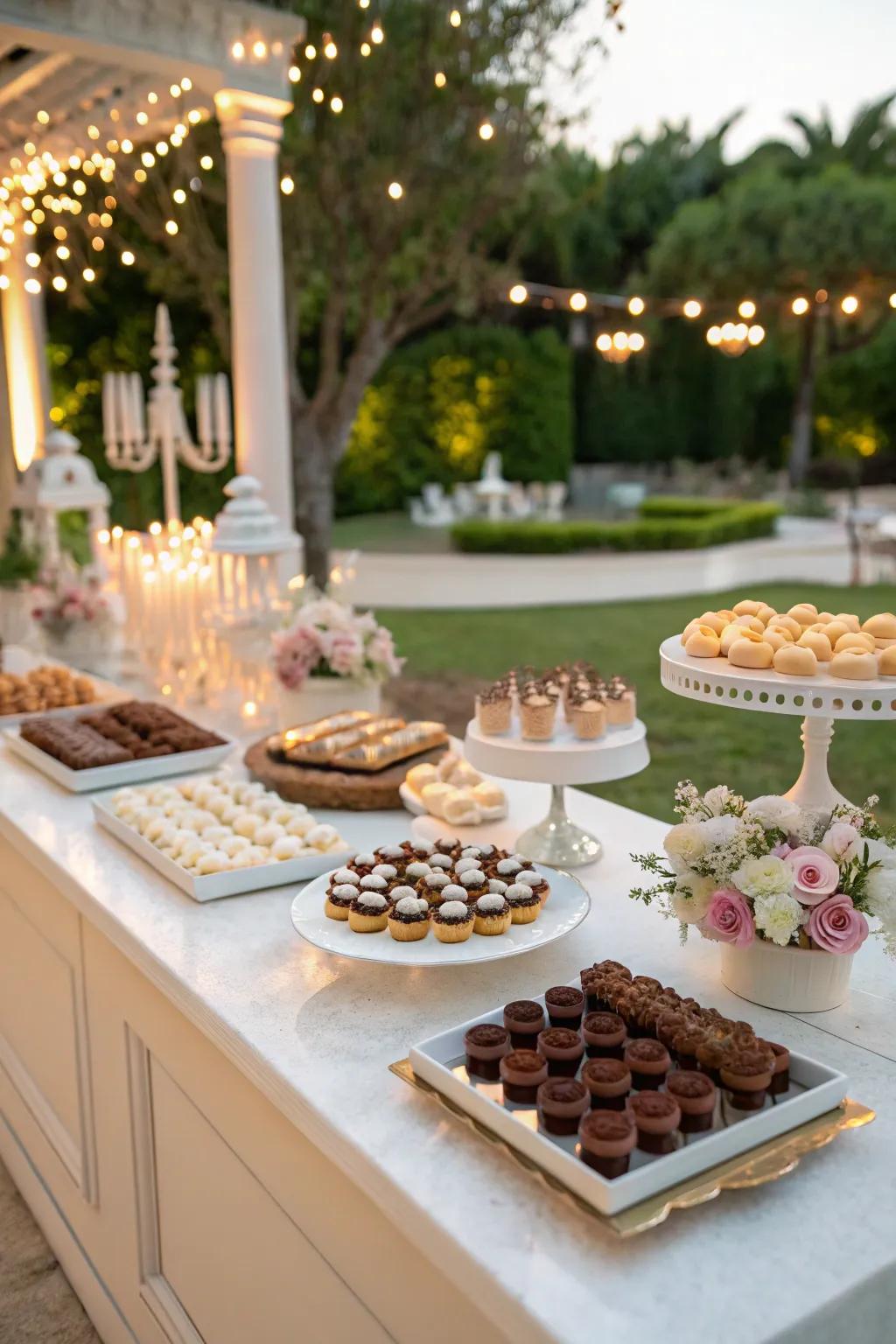 A dessert bar provides a delightful treat to conclude the party.