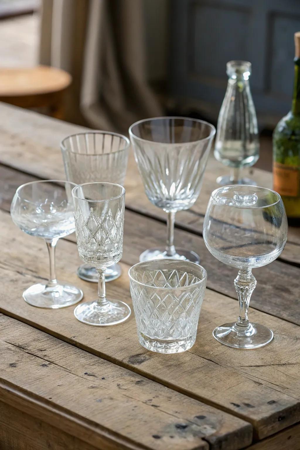 Eco-friendly and stylish recycled glassware for your drink station.