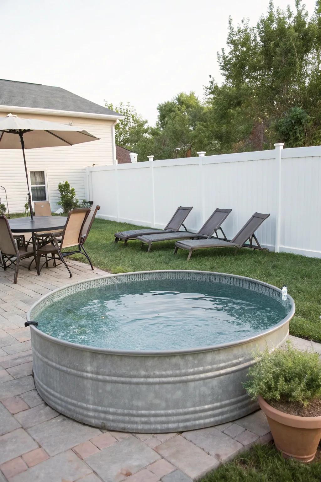 Cool off in a stylish stock tank pool.