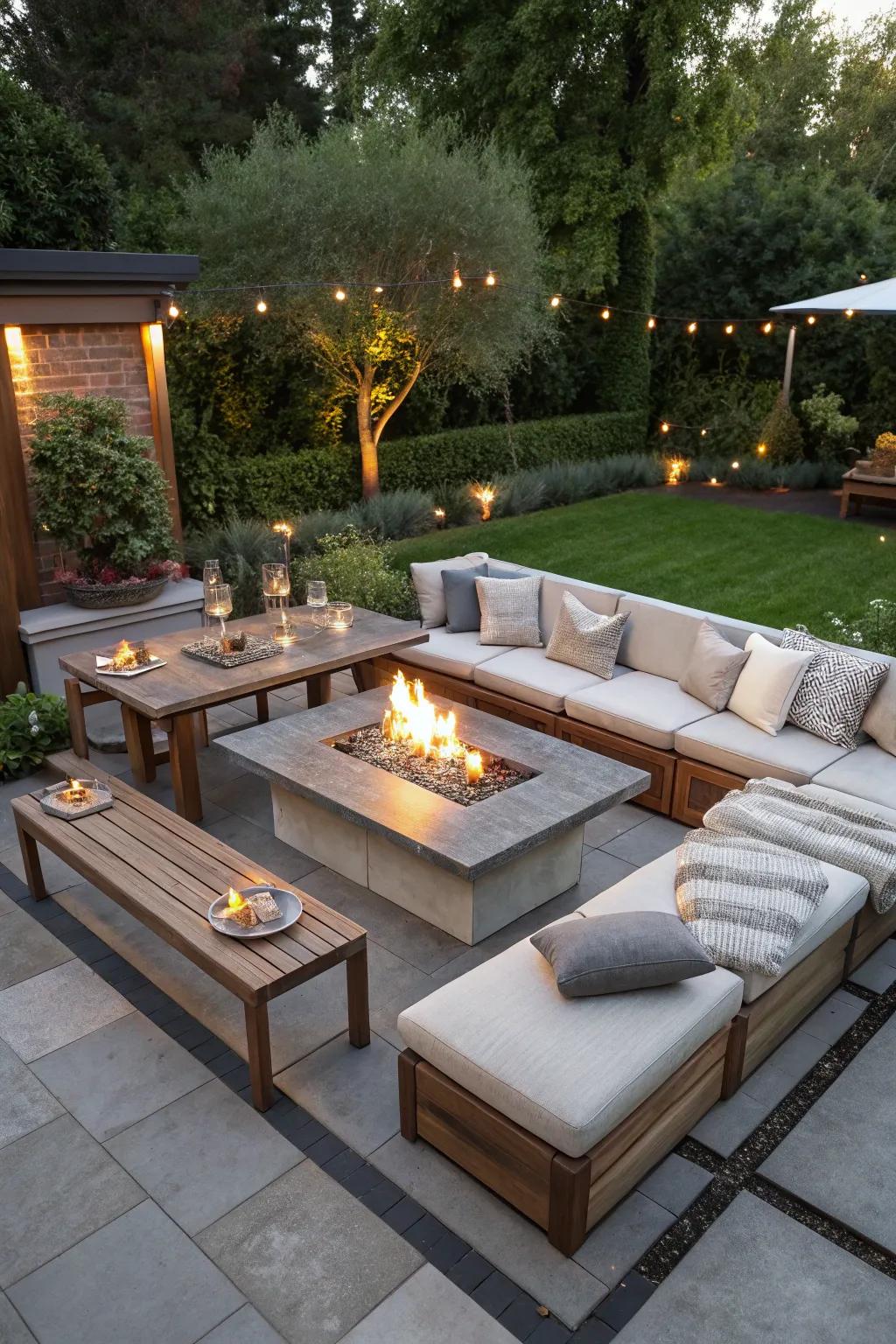 A fire pit table combines function and style in your backyard.