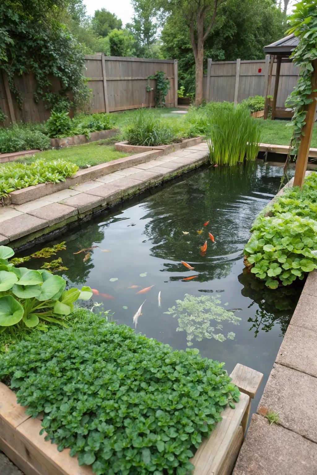 Edible plants offer a tasty and unique pond feature.