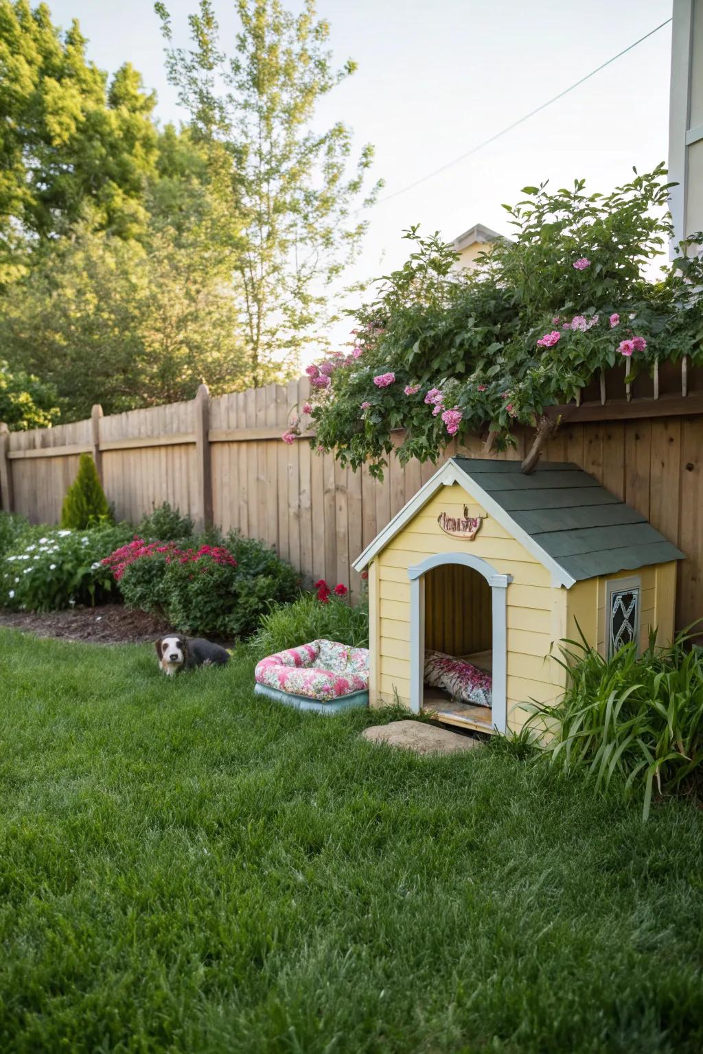 A functional dog house offers protection and comfort.