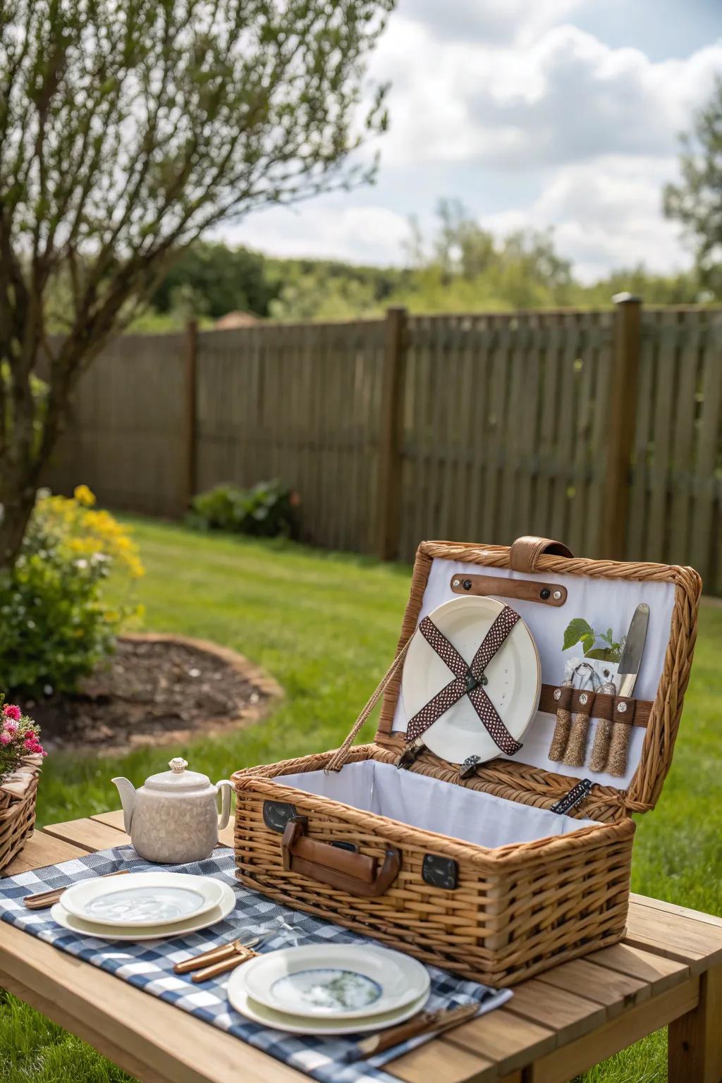 Enjoy alfresco dining with this elegant picnic set.