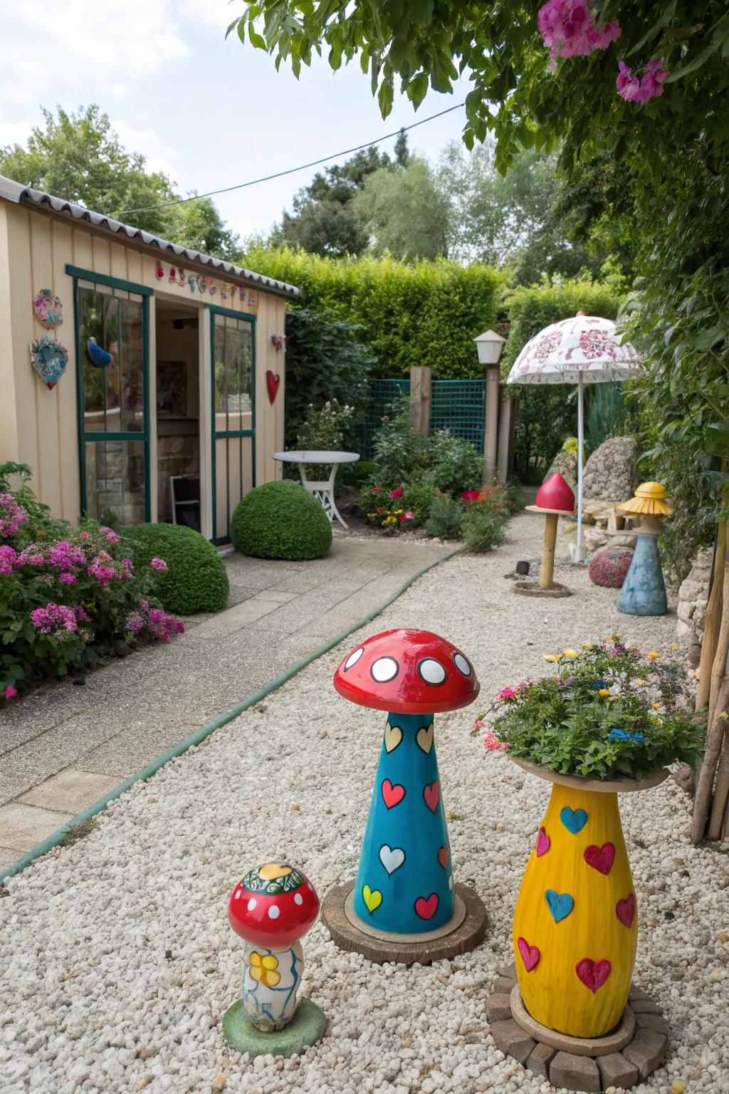 Infuse personality with whimsical garden ornaments.
