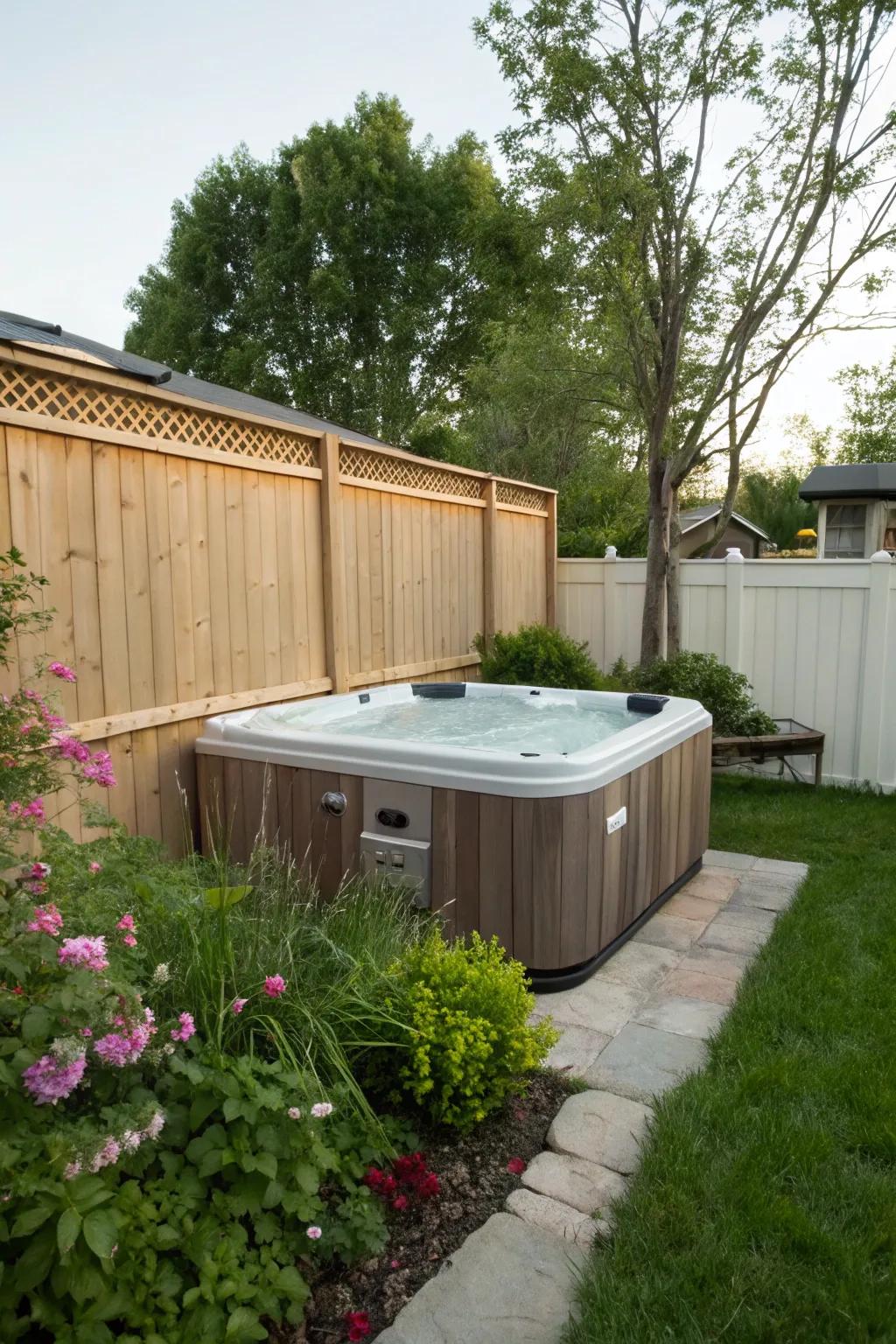 A compact hot tub design saves space and fits perfectly in cozy corners.
