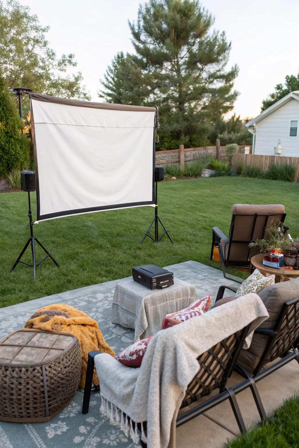 Enjoy movies under the stars with a backyard theater.