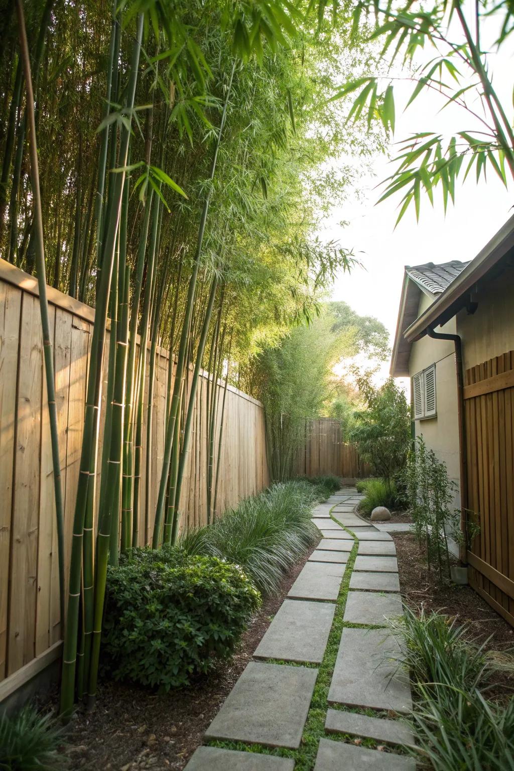 Bamboo screens provide quick and effective privacy with a tropical touch.
