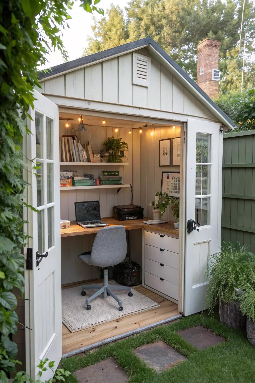Boost productivity in a home office shed.