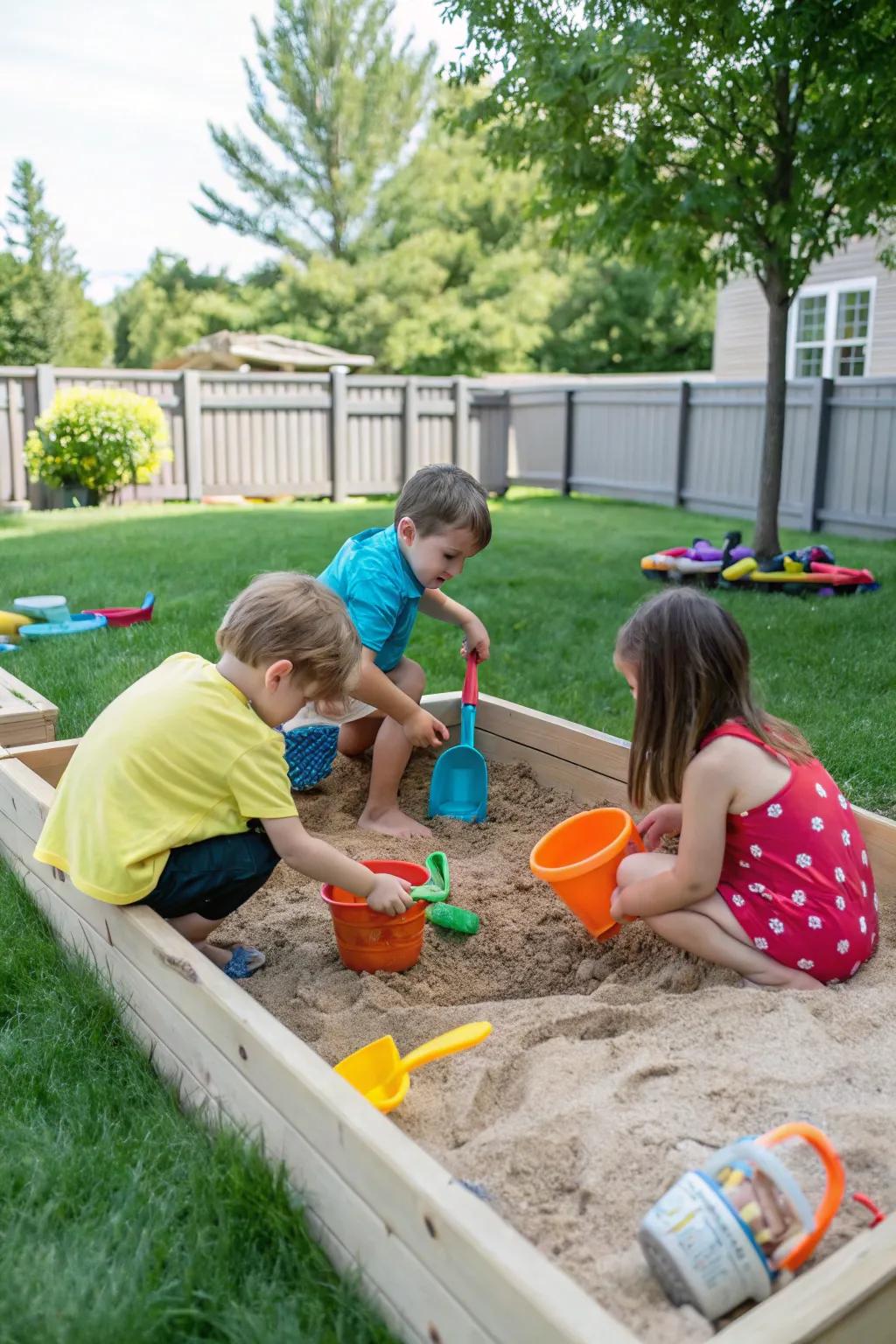 Endless creativity and fun in a backyard sandbox.