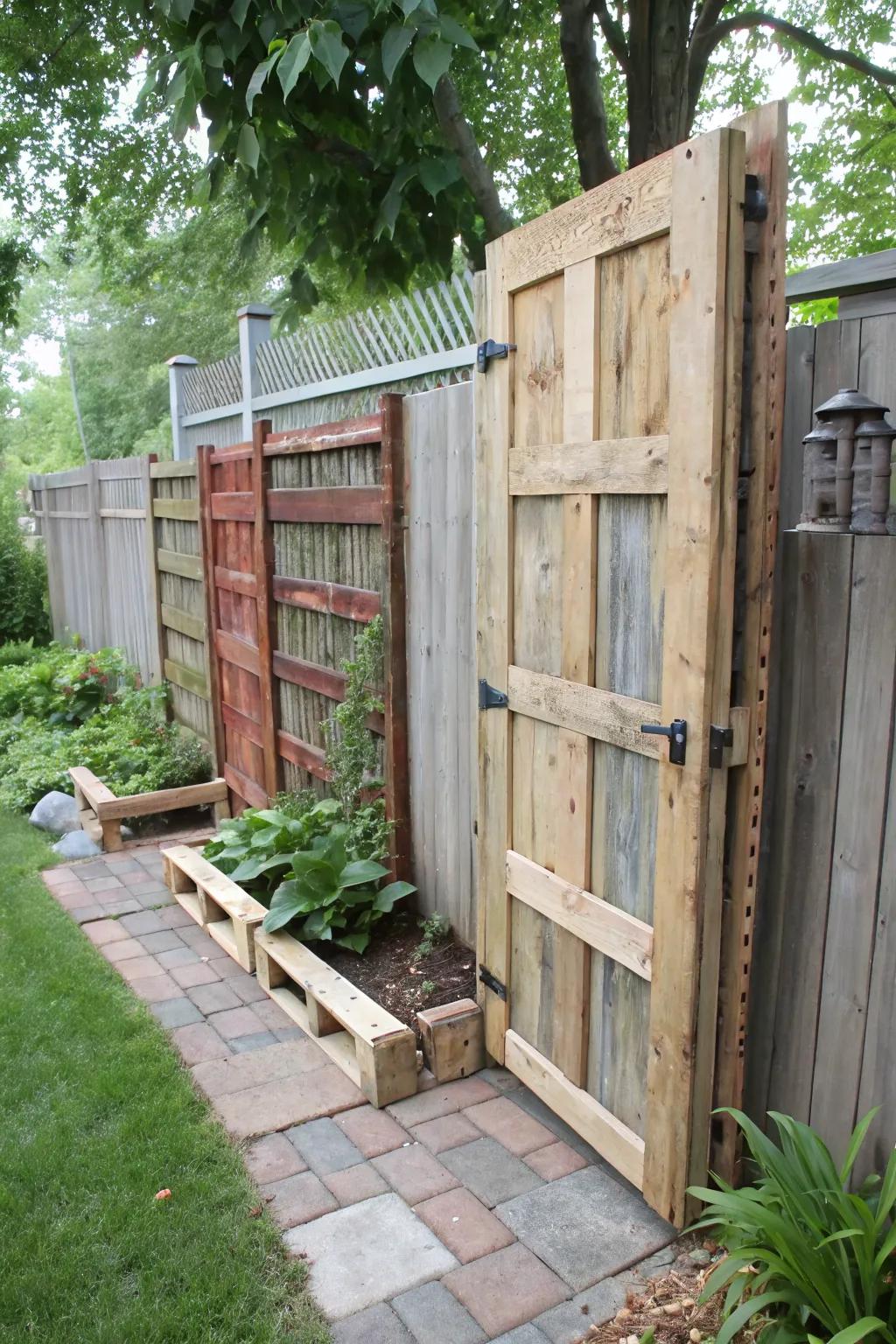Recycled materials can be transformed into unique and sustainable privacy walls.