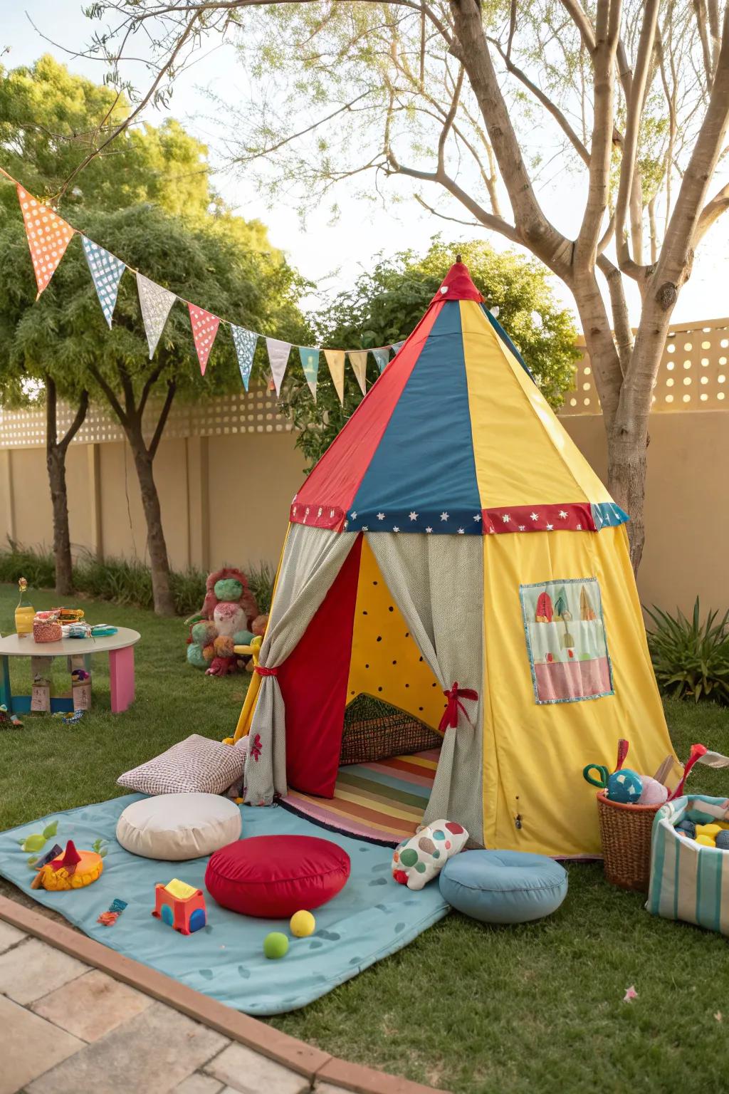 A dedicated play tent is a magical space for kids in the backyard.