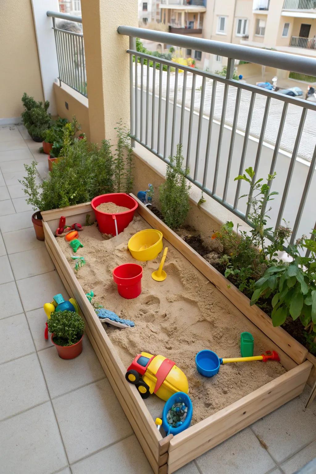 Endless fun with a compact sandbox.