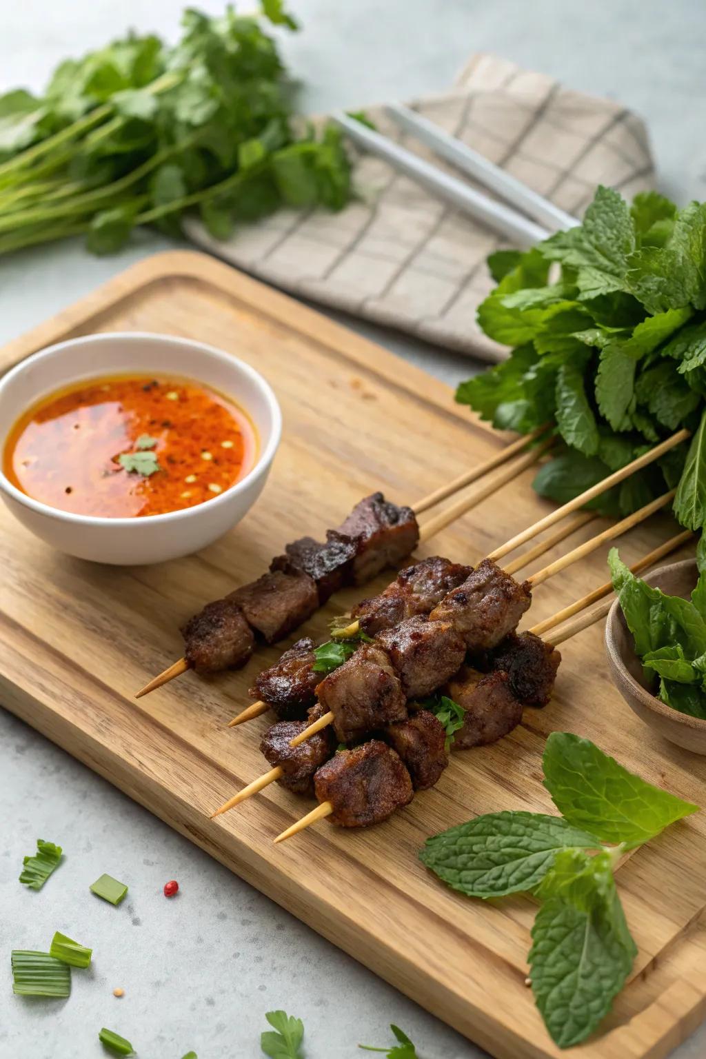 Tangy Vietnamese beef bites, perfect for a flavorful snack.