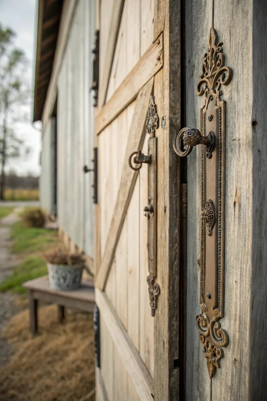 Vintage hardware gives barn doors a timeless and nostalgic appeal.