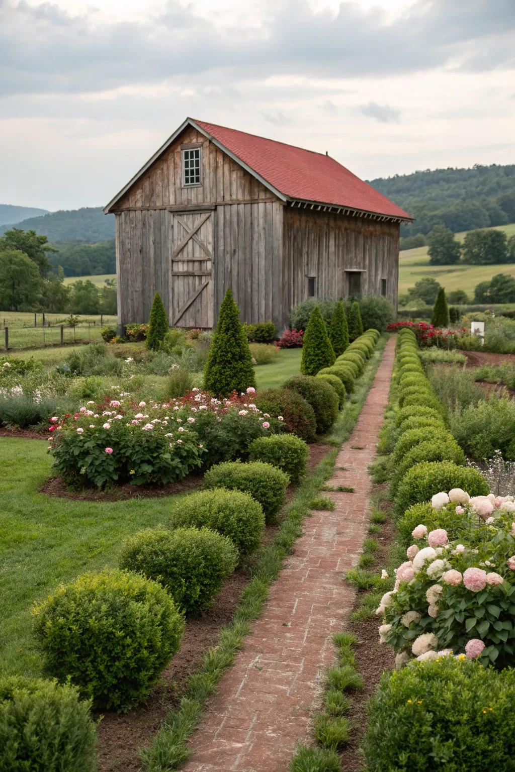 Symmetrical planting creates a harmonious and organized look.