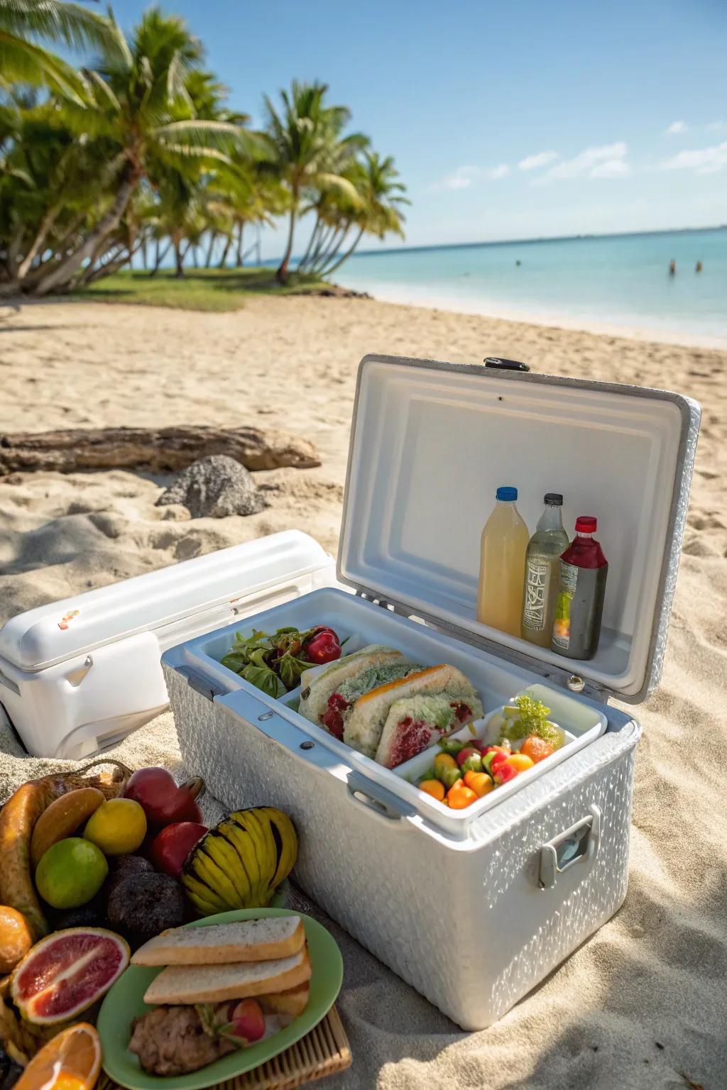 Ice packs keep your beach picnic essentials perfectly chilled.