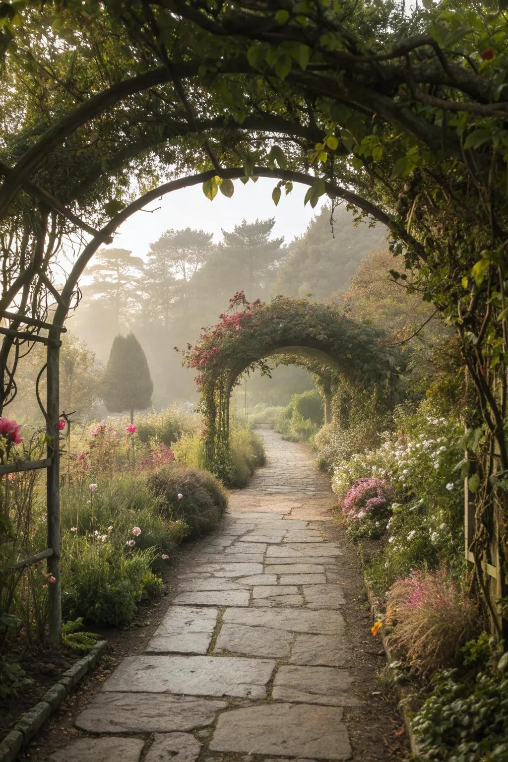 An inviting entrance beckons visitors into the garden