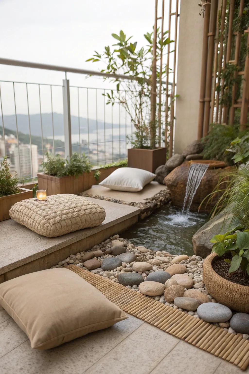 A tranquil Zen corner for meditation and relaxation.