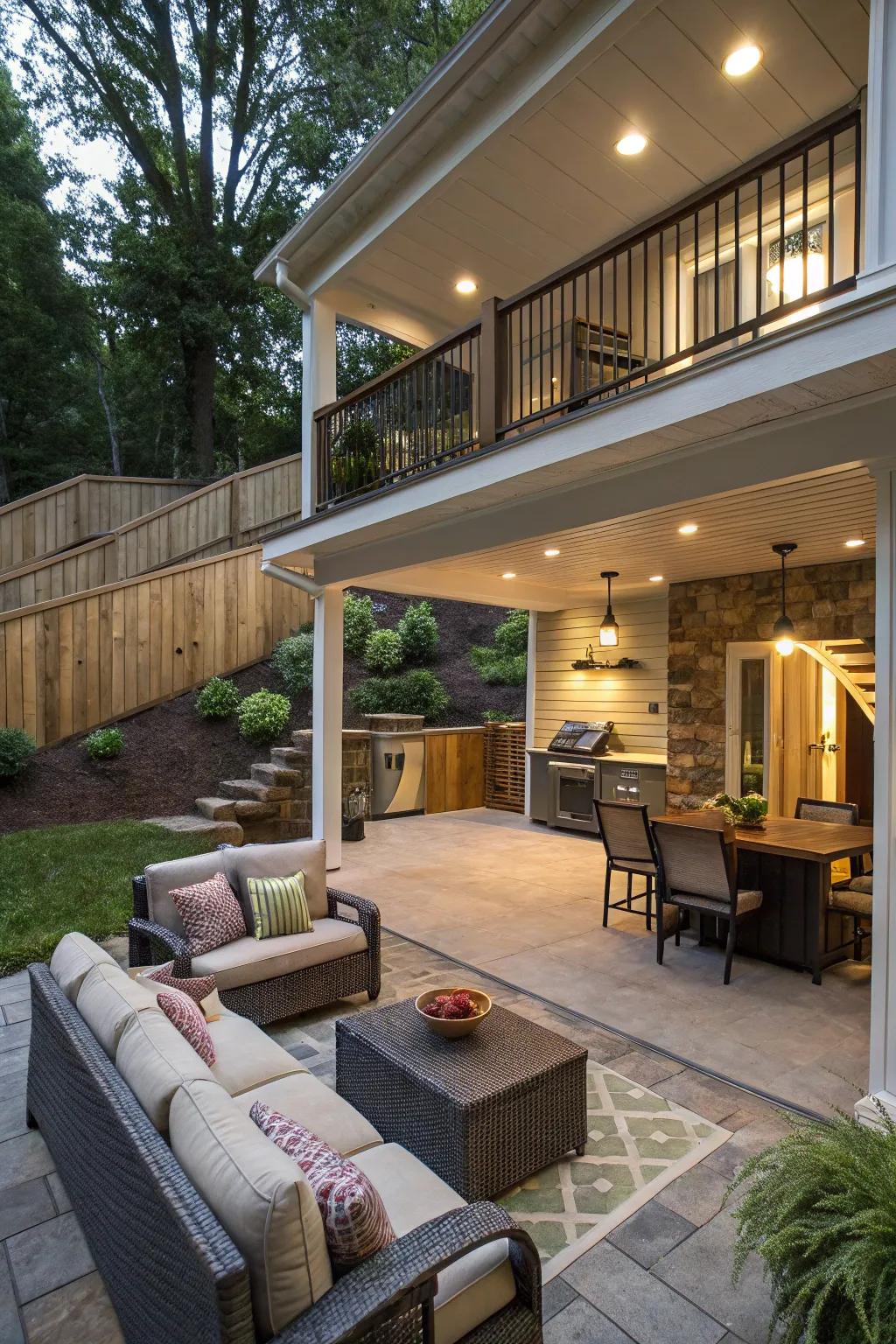 Add intrigue with multi-level deck extensions.