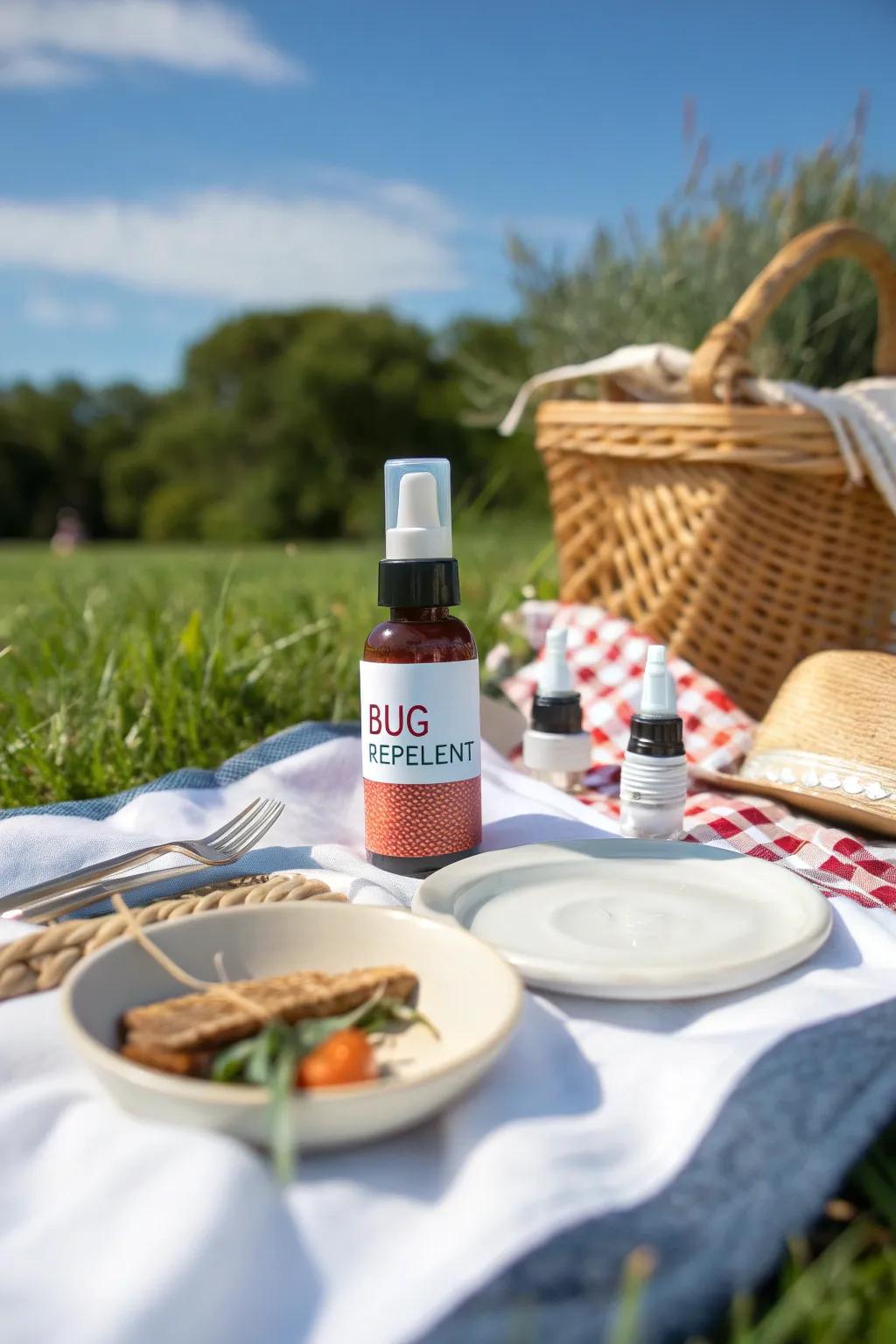 DIY natural bug repellent keeps the picnic pest-free.