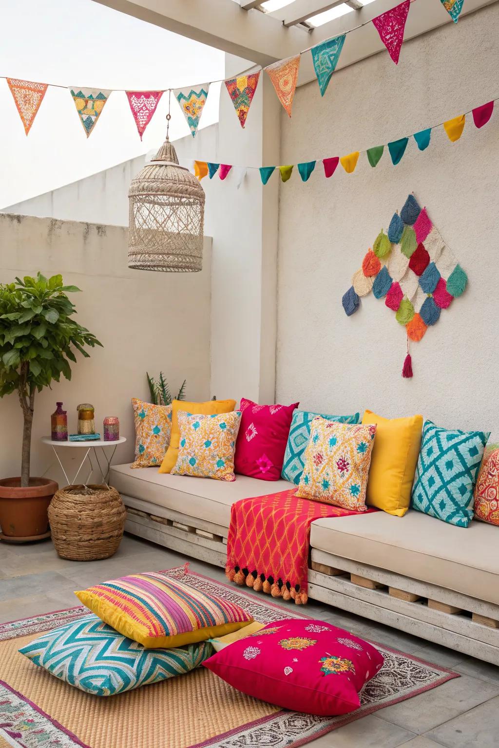 Vibrant colors bring life and personality to this patio