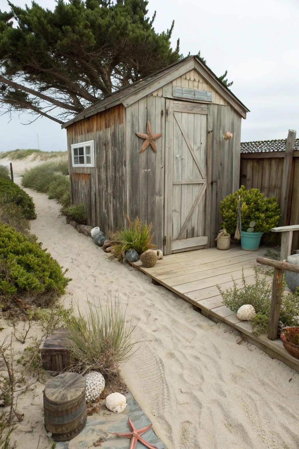 Capture coastal elegance with a subtle driftwood stain.