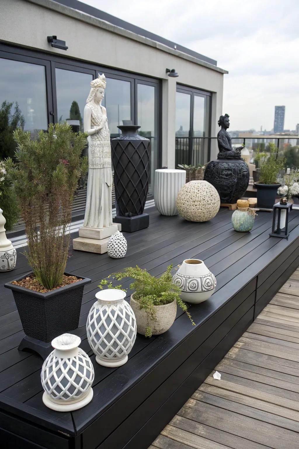Elevate your space with artistic elements on your deck.
