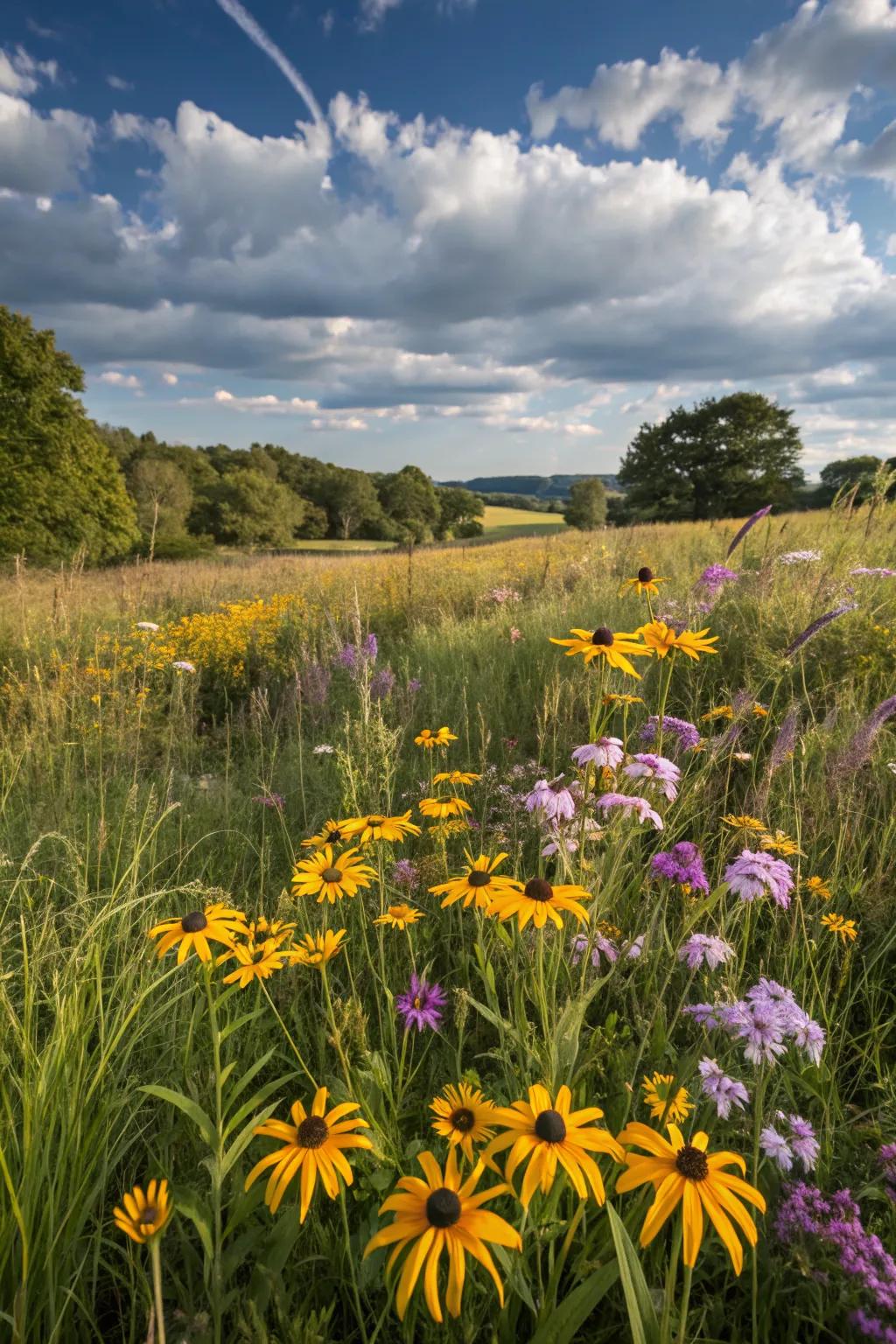 A wildflower meadow with black-eyed Susans.