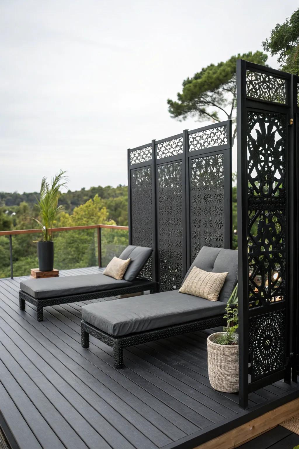 Privacy screens offer seclusion and style.